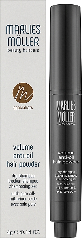 Сухой шампунь придающий объем с шелком - Marlies Moller Specialists Volume Anti-Oil Hair Powder  — фото N2