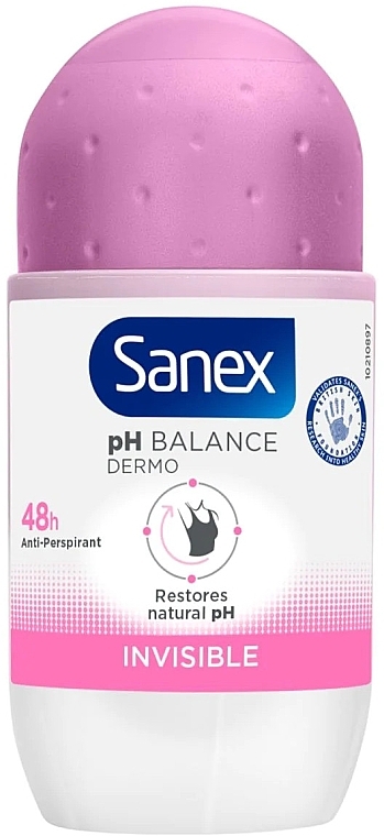 Кульковий дезодорант - Sanex Dermo pH Balance Invisible Deodorant Roll On — фото N1