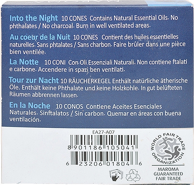 Благовония в конусах "В ночь" - Maroma Encens d'Auroville Cone Incense Into The Night — фото N2