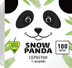 Серветки паперові, білі, 33х33 см, 100 шт. - Снігова панда — фото N1
