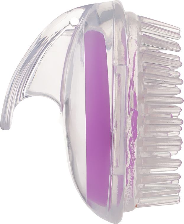 Щетка-массажер силиконовая с ручкой CS040V, овальная, фиолетовая - Cosmo Shop Massage Brush Violet — фото N2