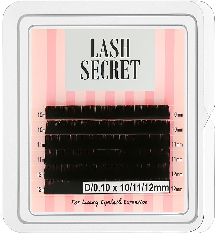 Накладные ресницы, черные, микс, 6 линий (0.1, D, (10,11,12)) - Lash Secret — фото N1