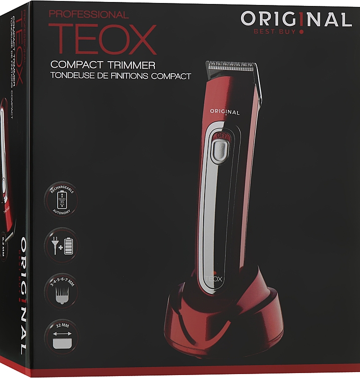 Тример для стрижки, акумуляторний, глянцево-червоний - Sibel Original Teox — фото N2