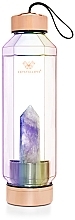 Скляна голографічна пляшка для води з аметистом, 650 мл - Crystallove Hexagon Hologram Amethyst Bottle — фото N1