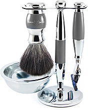 Духи, Парфюмерия, косметика Набор для бритья - Edwin Jagger Grey & Chrome 4 Piece Fusion Set Black Synthetic