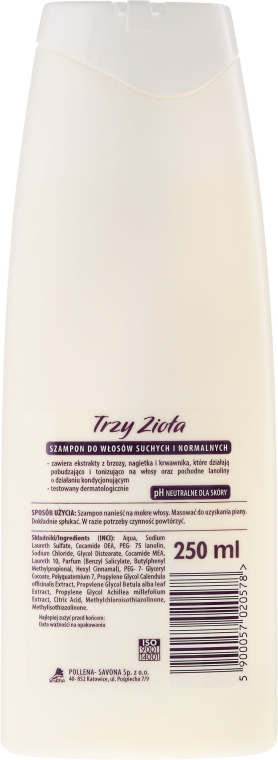 Шампунь для волос - Pollena Savona Shampoo Three Herbs Of Calendula — фото N2