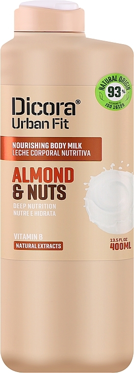 Молочко для тела с витамином В "Миндаль и орехи" - Dicora Urban Fit — фото N1