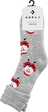 Бавовняні різдвяні шкарпетки, CSL450-039, світло-сірі з Дідом Морозом - Moraj — фото N1
