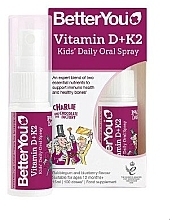 Духи, Парфюмерия, косметика Спрей для полости рта - BetterYou Vitamin D+K2 Kids' Daily Oral Spray Bubblegum & Blueberry
