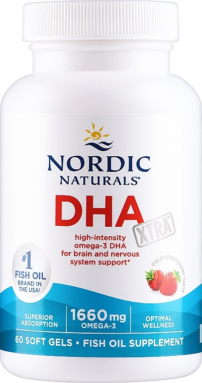 Пищевая добавка, 1660 мг с клубничным вкусом "Омега 3" - Nordic Naturals DHA Strawberry — фото N1