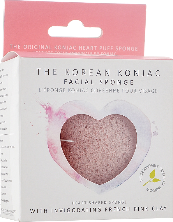 Спонж - The Konjac Sponge Company Premium Heart Puff with French Pink Clay — фото N2