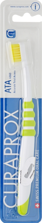 Зубная щетка для подростков "АТА", салатовая, желтая щетина - Curaprox Atraumatic Total Access — фото N1