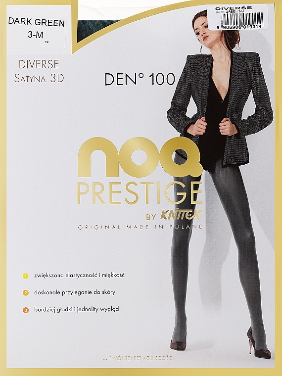 Колготки для женщин "3D Diverse" 100 Den, dark green - Knittex — фото N1
