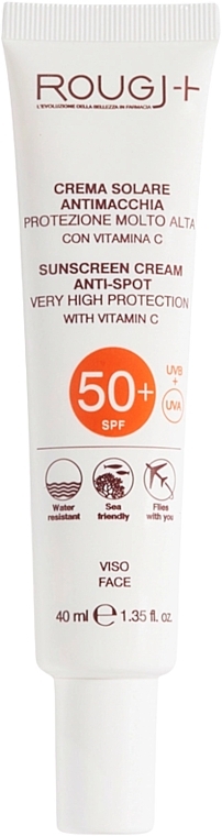 Солнцезащитная эмульсия для лица с витамином С - Rougj+ Sunscreen Cream Anti-Spot Very High Protection With Vitamin C SPF50+ — фото N1
