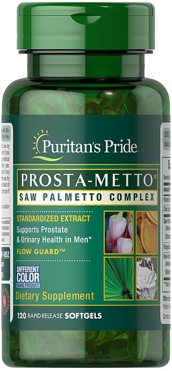 Харчова добавка на основі екстракту со пальмето - Puritan's Pride Prosta-Metto Capsules — фото N1