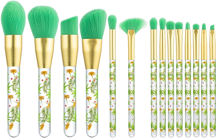 Набор кистей для макияжа "Tropical" Р1407, 14 шт - Docolor Makeup Brush Set