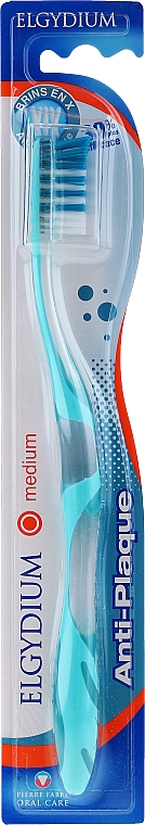 Зубная щетка "Анти-налет" средняя, бирюзовая - Elgydium Anti-Plaque Medium Toothbrush — фото N1