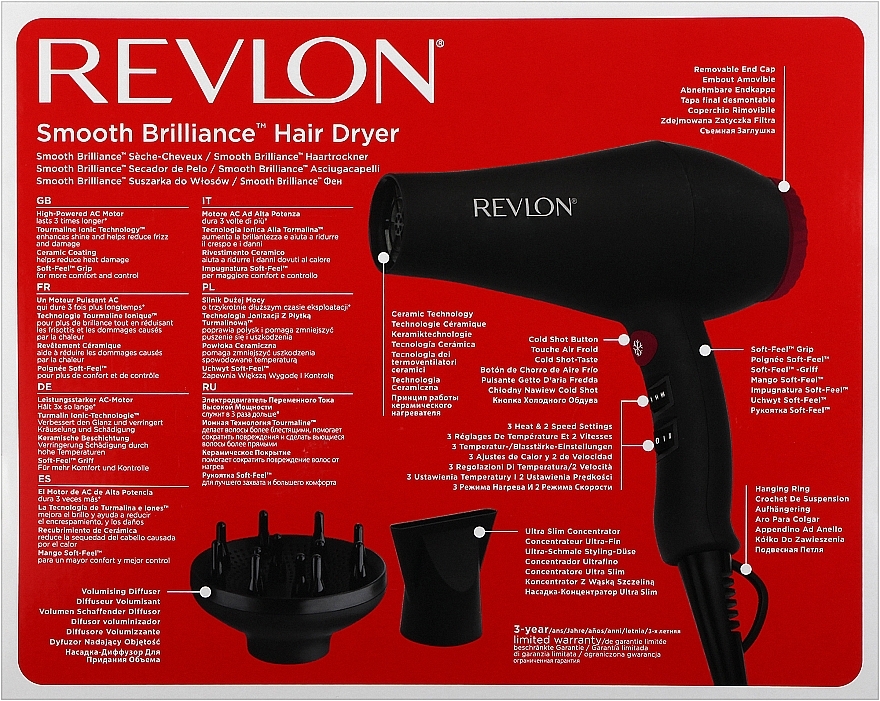 Фен для волос - Revlon Smooth Brilliance Hair Dryer — фото N2