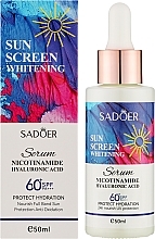 Солнцезащитная сыворотка с гиалуроновой кислотой - Sadoer Sunscreen Whitening Essence SPF60+/PA + + — фото N2