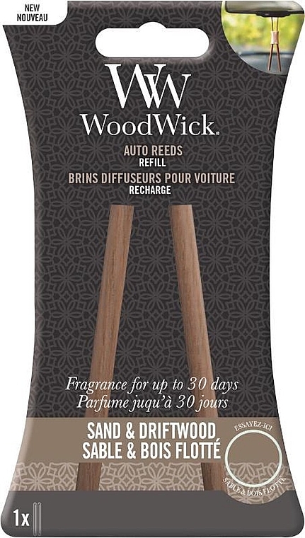 Аромадифузор для авто (картридж) - Woodwick Sand & Driftwood Auto Reeds Refill — фото N1
