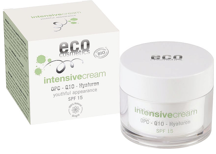 Інтенсивний крем для обличчя з гіалуроном - Eco Cosmetics Intensive Cream With OPC Q10 & Hyaluron SPF15 — фото N1