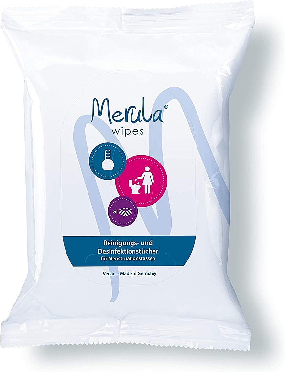 Серветки для очищення менструальної чаші, 20 шт. - Merula Cleaning and Disinfectant Wipes for Menstrual Cups — фото N1