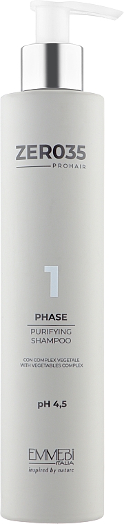 Шампунь для фарбованого волосся безсульфатний, фаза 1 - Emmebi Italia Zer035 Pro Hair Purifying Shampoo — фото N1