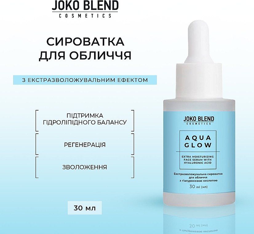 Екстразволожувальна сироватка для обличчя з гіалуроновою кислотою - Joko Blend Aqua Glow Extra Moisturizing Face Serum — фото N4