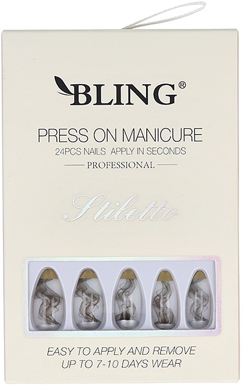 Накладні нігті "Stiletto", димчасті - Bling Press On Manicure — фото N1