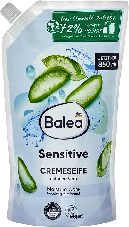 Жидкое крем-мыло с Алоэ Вера (запаска) - Balea Creme Seife Sensitive  — фото N1