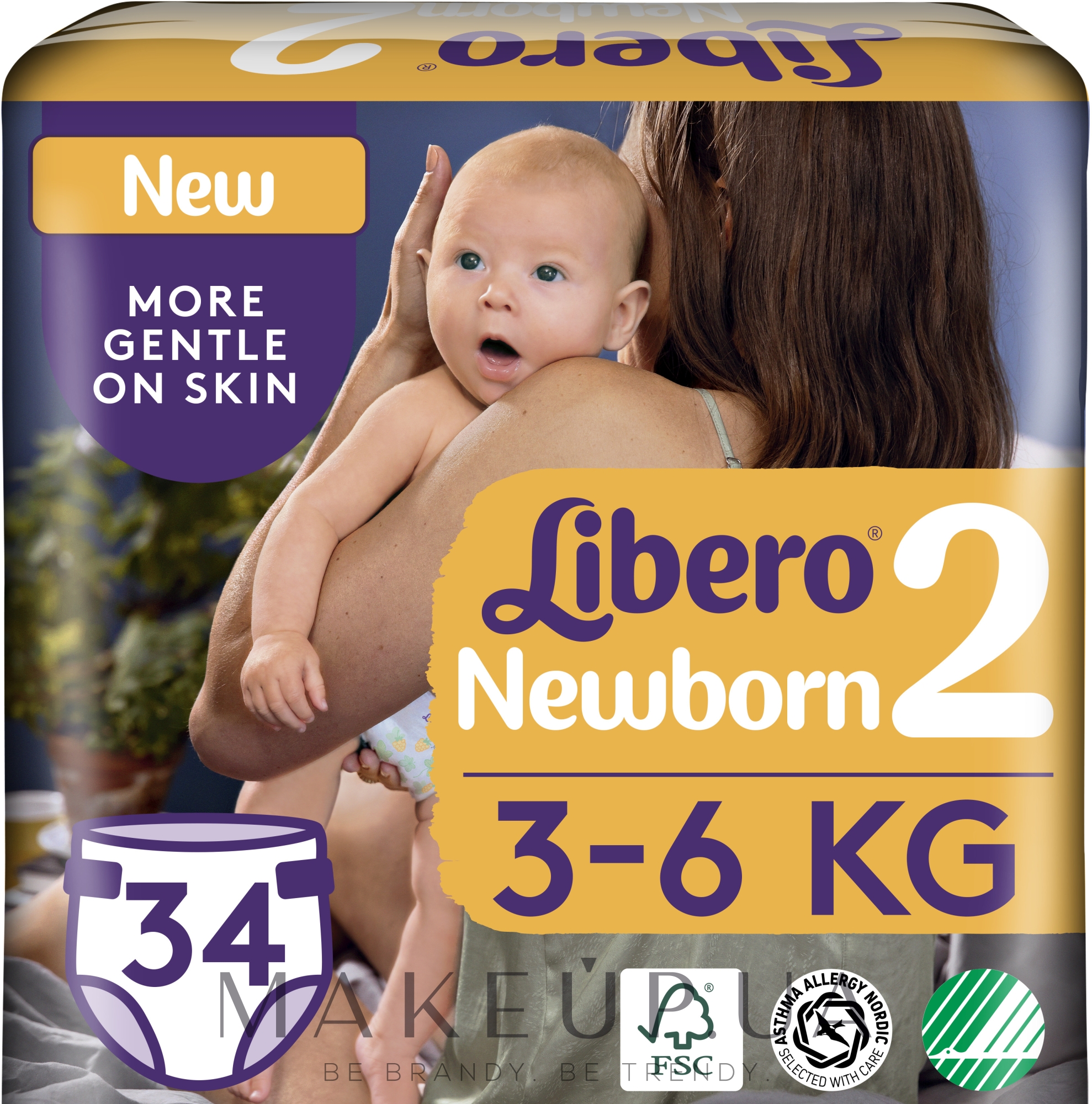 Подгузники Newborn 2 (3-6кг), 34 шт. - Libero — фото 34шт