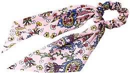 Резинка для волос с платком, розовая с цветочным принтом - Lolita Accessories  — фото N1