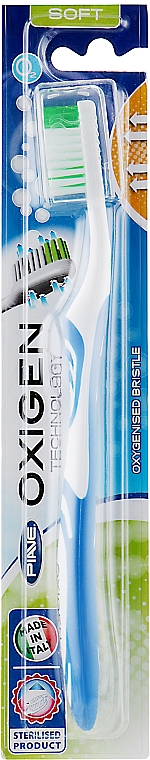 Зубна щітка "Oxigen", м'яка, синя - Piave * — фото N1