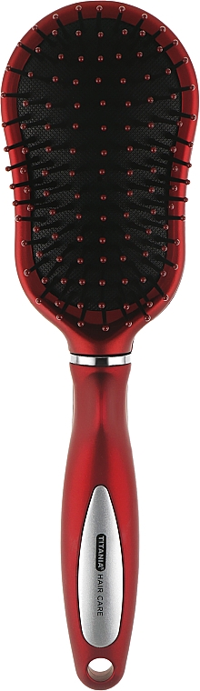 Щетка массажная для волос, красная - Titania Salon Professional — фото N1