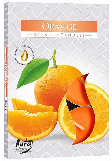 Набір чайних свічок "Апельсин" - Bispol Orange Scented Candles — фото N1
