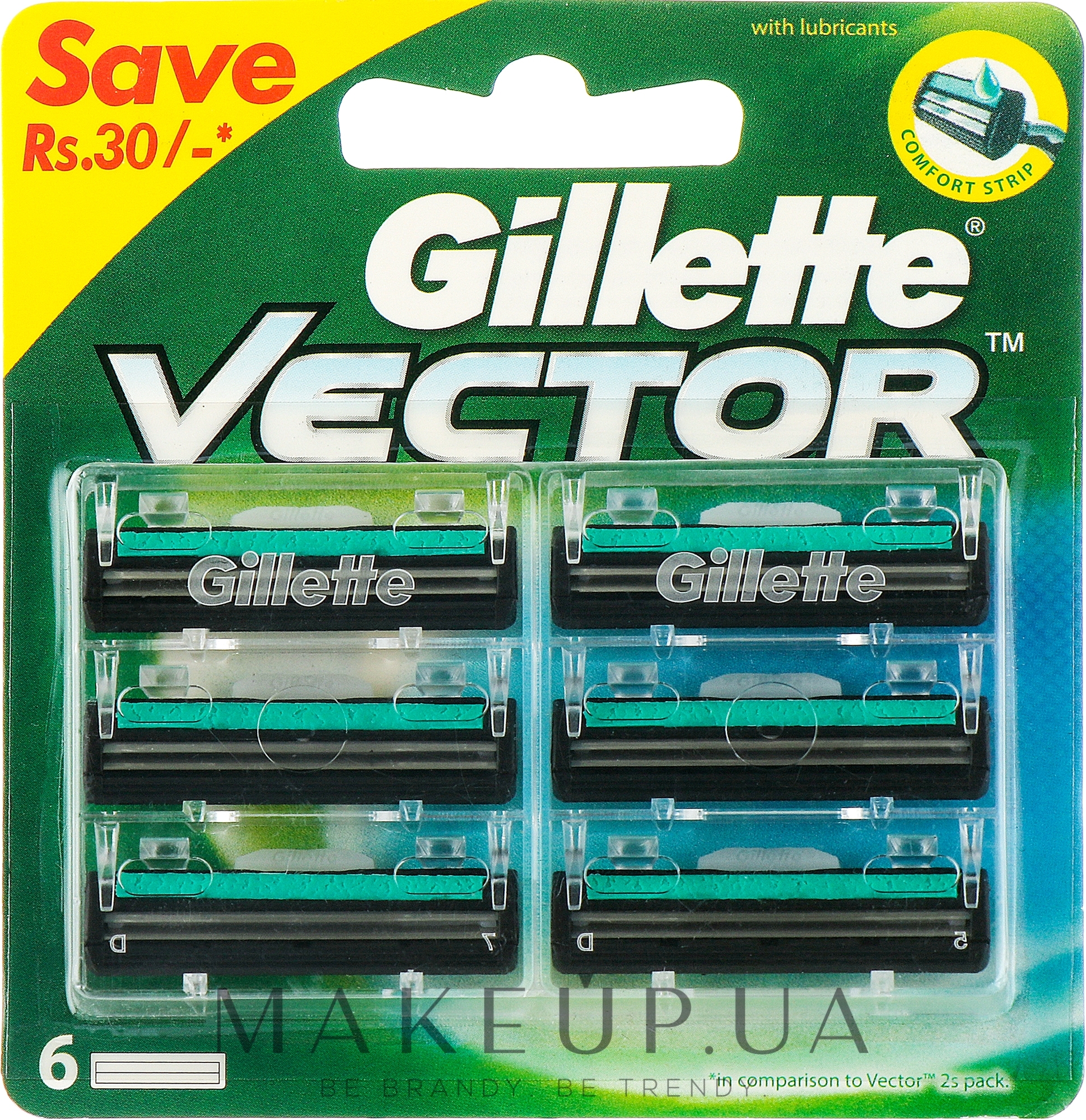 Змінні касети для гоління, 6 шт. - Gillette Vector — фото 6шт