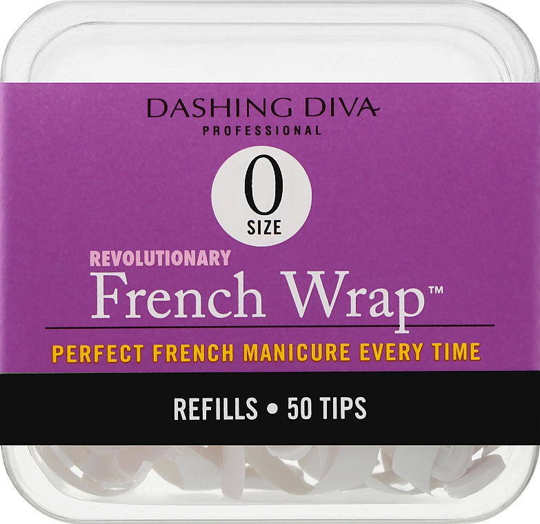 Тіпси вузькі - Dashing Diva French Wrap White 50 Tips (Size - 0) — фото N1