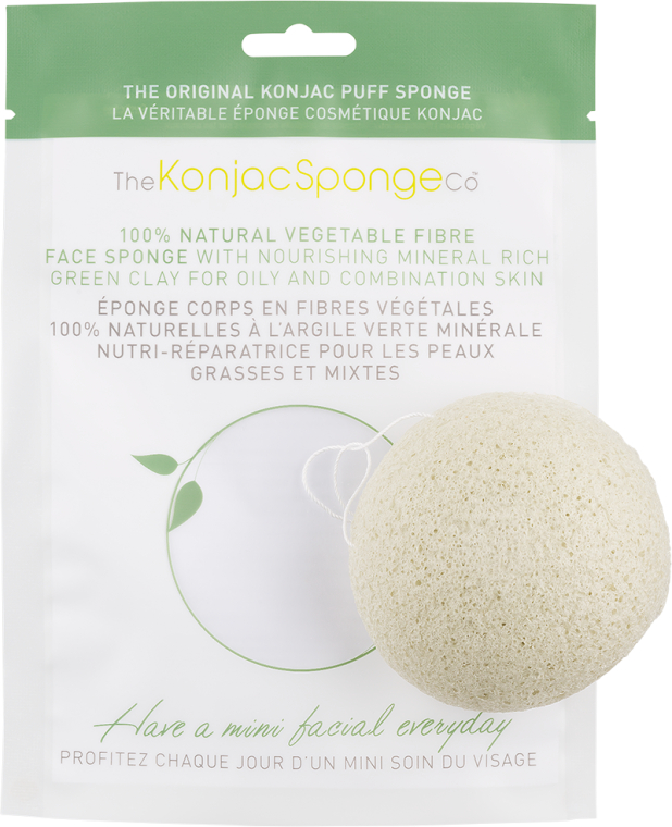 Спонж для лица с зеленой глиной - The Konjac Sponge Co Facial Puff Green Clay