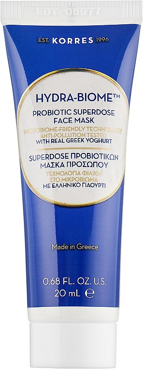 Маска для обличчя з йогуртом і пробіотиками "Hydra-Biome" - Korres Hydra-Biome Probiotic Superdose Face Mask