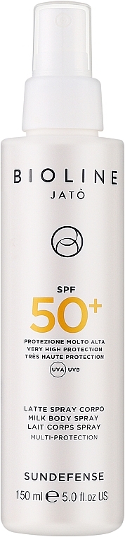 Сонцезахисне молочко для обличчя та тіла - Bioline Jato Sundefense Very Higt Protection Milk Body Spray Multi-protection SPF 50+ — фото N1