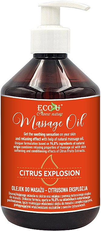 Массажное масло "Цитрусовый взрыв" - Eco U Citrus Explosion Massage Oil — фото N1