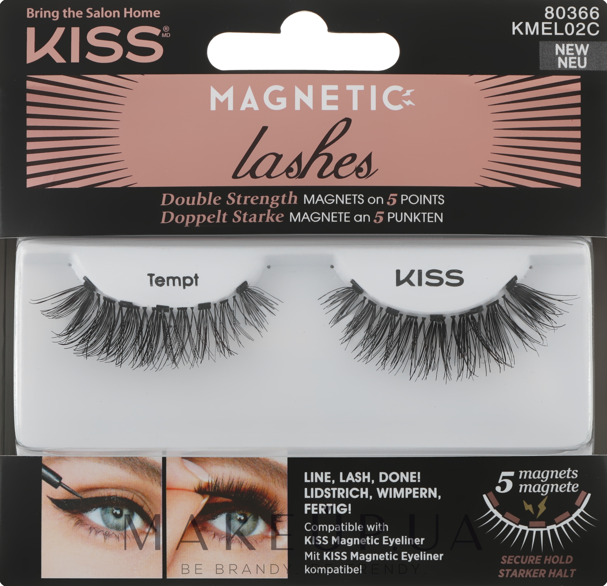 Накладные магнитные ресницы - Kiss Magnetic Lashes Double Strength KMEL 02 Tempt — фото 2шт