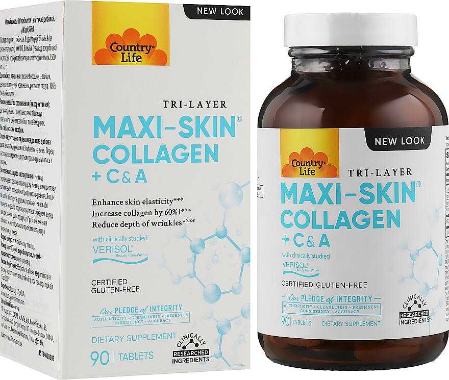 Коллаген + витамины для лица - Country Life С&А Maxi-Skin — фото N2