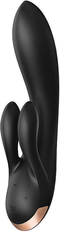 Вібратор-кролик, чорний - Satisfyer Double Flex Connect App Black — фото N1