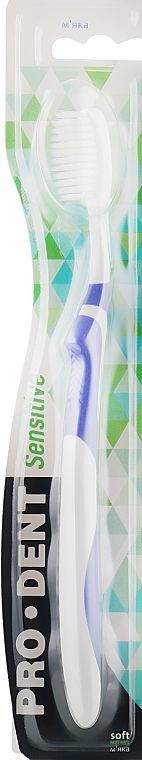 Зубна щітка Sensіtive, м'яка, біло-фіолетова - Pro Dent — фото N1