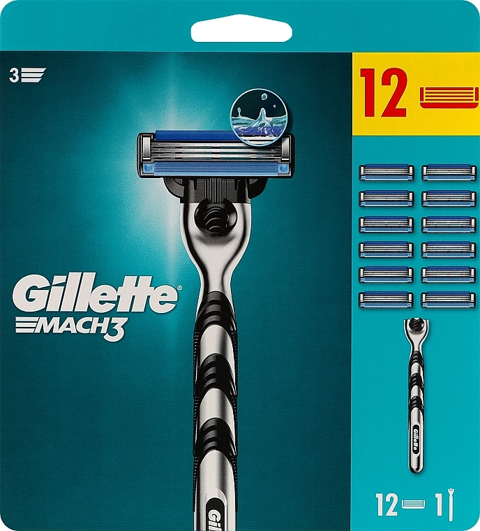 Бритва с 12 сменными кассетами - Gillette Mach3