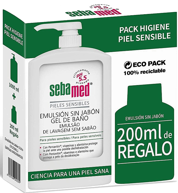 Набір - Sebamed Soap-Free Liquid Washing Emulsion pH 5.5 (emulsion/1000ml + emulsion/200ml) — фото N1