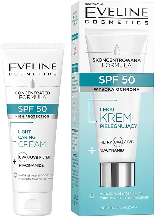 Легкий крем для лица SPF50 - Eveline Cosmetics Concentrated Formula Light Caring Cream — фото N1