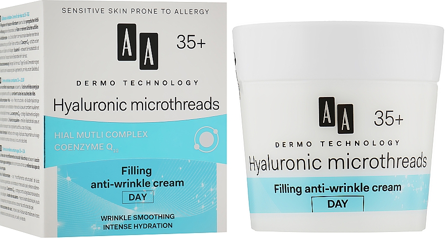 Денний крем проти зморщок для обличчя 35+ - AA Dermo Technology Hyaluronic Microthreads Filling Anti-Wrinkle Day Cream — фото N2