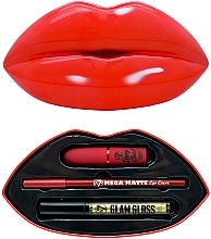 Духи, Парфюмерия, косметика Набор - W7 Kiss Kit Lipstick Set Red Alert (lipstick/3.2g + l/pencil/1.2g + glow/3ml)